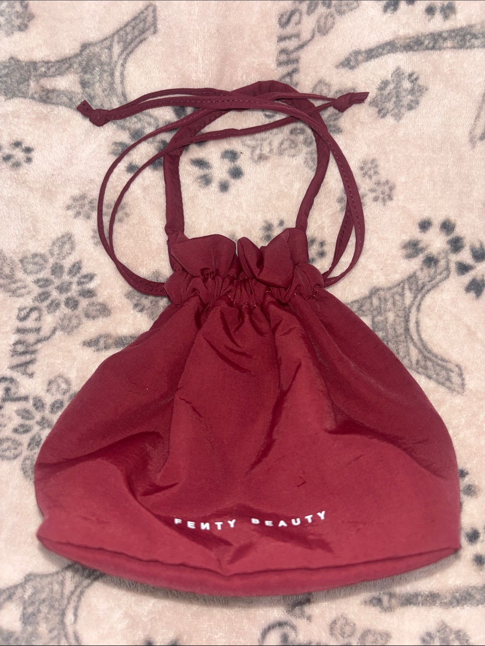 Fenty Beauty Drawstring Makeup Pouch in Wine Red